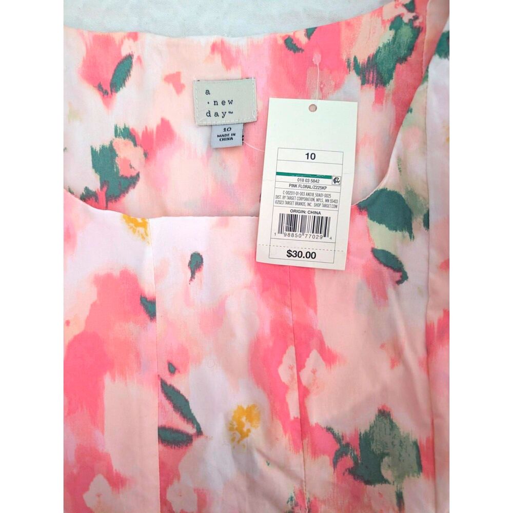 A New Day Women's Corset Mini A-Line Dress Pink Floral Size 10 - Picture 5 of 9